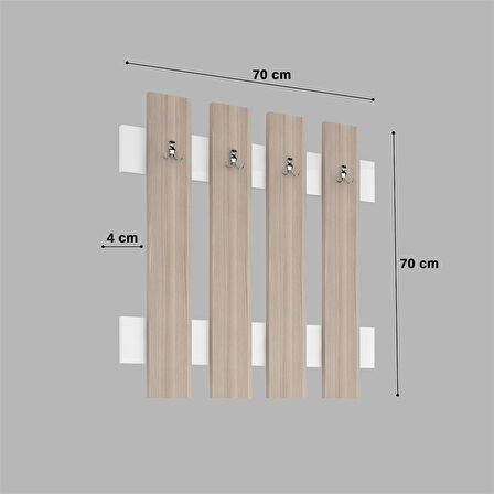Modilayn FULYA Duvar Elbise Askılık, Banyo, Mutfak, Ofis, Kapı Arkası Askılık, Cordoba Beyaz