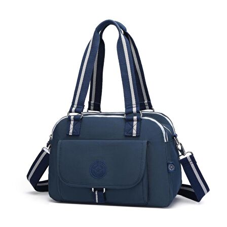 Krinkıl Kumaş Kadın Omuz Çantası Smart Bags 1122 Lacivert