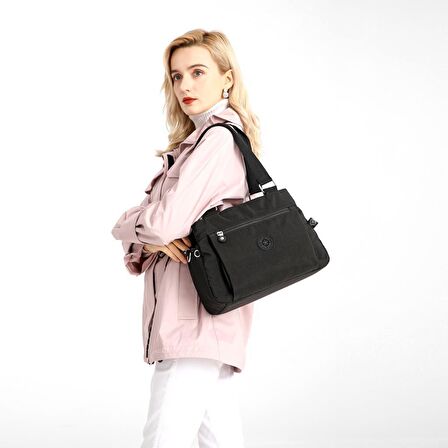 Smart Bags Kadın Omuz Çantası Krinkıl Kumaş 1125 A.Kahve