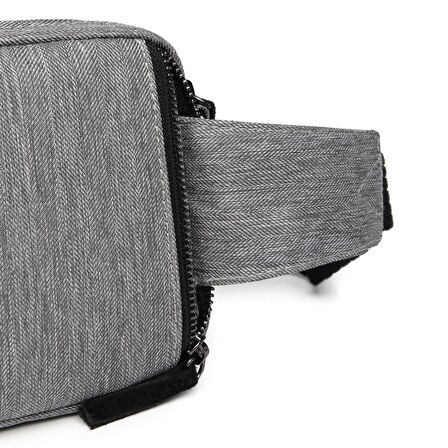 Kırçıllı Gri Kumaş Kadın Bel ve Postacı Çantası Smart Bags 3062