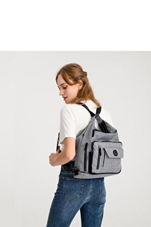 Smart Bags Kırçıllı Gri/Siyah Kadın Sırt Çantası SMB1205