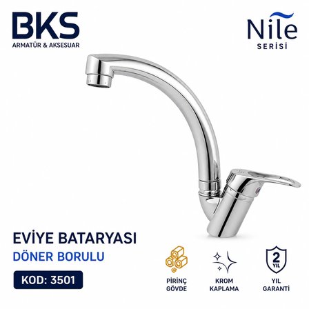 BKS Nile 3501 Evye Bataryası Krom Mutfak Bataryası