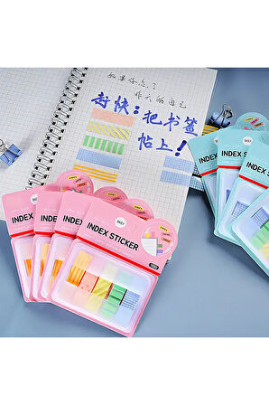 Mavi Temalı 4 Dizayn Index Sticker • Memopad • Sticky Note (GGK-PC056)