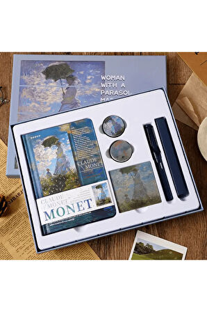 Claude Monet Temalı Kutulu Kit • Defter • Kalem • Washi Bant • Ayraç • Sticker (GGK-NB007)