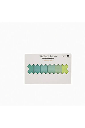 Yeşil Temalı 6 Renkli Washi Bant • Sticky Note (GGK-PAX002)