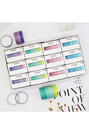 Yeşil Temalı 6 Renkli Washi Bant • Sticky Note (GGK-PAX002)