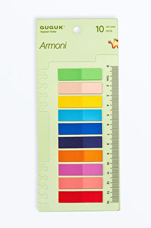 Armoni 10 Renkli Cetvelli Şeffaf Pet Index • Index Sticker • Post-it • Sticky Note (GGK-P003)