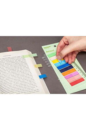 Armoni 10 Renkli Cetvelli Şeffaf Pet Index • Index Sticker • Post-it • Sticky Note (GGK-P003)