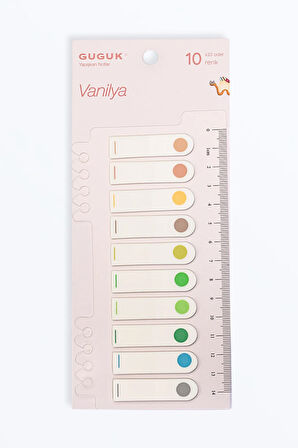 Vanilya 10 Renkli Cetvelli Şeffaf Pet Index • Index Sticker • Post-it • Sticky Note (GGK-P012)