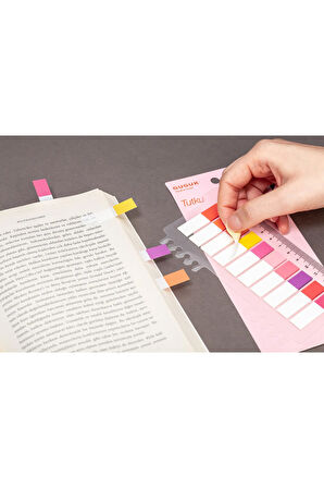 Tutku Yarım 10 Renkli Cetvelli Şeffaf Pet Index • Index Sticker • Post-it • Sticky Note (GGK-P014)