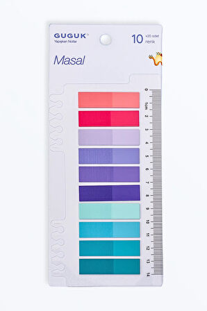 Masal 10 Renkli Cetvelli Şeffaf Pet Index • Index Sticker • Post-it • Sticky Note (GGK-P015)