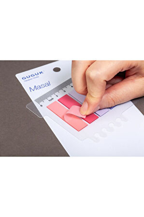 Masal 10 Renkli Cetvelli Şeffaf Pet Index • Index Sticker • Post-it • Sticky Note (GGK-P015)
