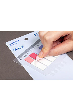 Masal Yarım 10 Renkli Cetvelli Şeffaf Pet Index • Index Sticker • Post-it • Sticky Note (GGK-P016)