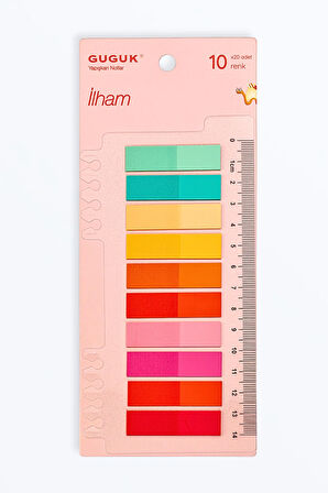 İlham 10 Renkli Cetvelli Şeffaf Pet Index • Index Sticker • Post-it • Sticky Note (GGK-PB017)