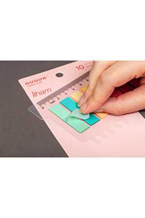 İlham 10 Renkli Cetvelli Şeffaf Pet Index • Index Sticker • Post-it • Sticky Note (GGK-PB017)