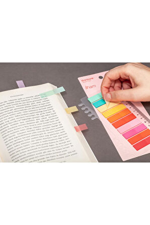İlham 10 Renkli Cetvelli Şeffaf Pet Index • Index Sticker • Post-it • Sticky Note (GGK-PB017)