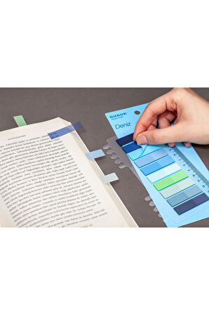 Deniz 10 Renkli Cetvelli Şeffaf Pet Index • Index Sticker • Post-it • Sticky Note (GGK-P018)