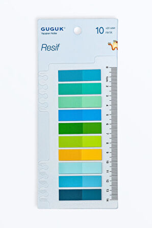 Resif 10 Renkli Cetvelli Şeffaf Pet Index • Index Sticker • Post-it • Sticky Note (GGK-P019)