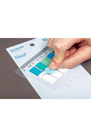 Resif Yarım 10 Renkli Cetvelli Şeffaf Pet Index • Index Sticker • Post-it • Sticky Note (GGK-P020)