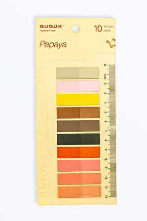 Papaya 10 Renkli Cetvelli Şeffaf Pet Index • Index Sticker • Post-it • Sticky Note (GGK-P022)