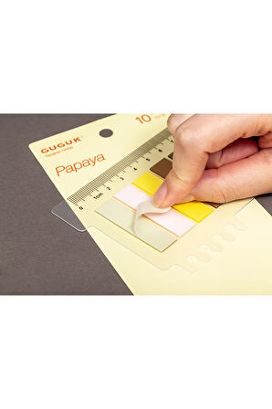 Papaya 10 Renkli Cetvelli Şeffaf Pet Index • Index Sticker • Post-it • Sticky Note (GGK-P022)