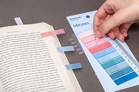 Manzara 10 Renkli Cetvelli Şeffaf Pet Index • Index Sticker • Post-it • Sticky Note (GGK-P023)