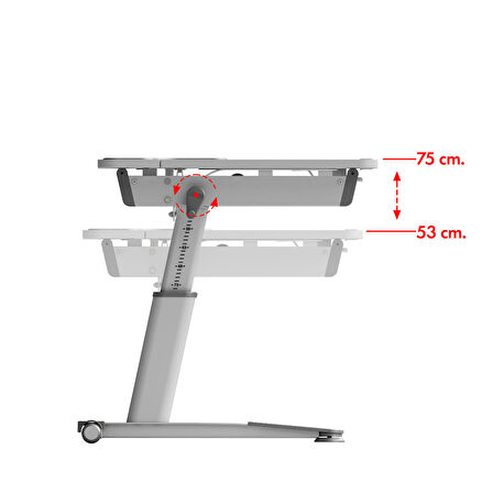 Creo Mobili Yükseklik ve Eğim Ayarlı, Çekmeceli, Sirius Basic Çalışma Masası 120x75 cm, Antrasit/Gri