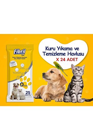 Kedi Ve Köpek Pet Kuru Yıkama Havlusu 25 Parça X 24 Lü Paket