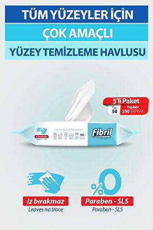 Fibril Yüzey Temizlik Havlusu 50 Yaprak XL Beyaz Sirkeli - Beyaz Sabun Kokulu Plastik Kapaklı