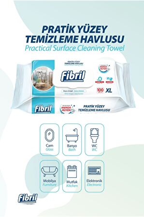 Pratik Yüzey Temizlik Havlusu Beyaz Sirkeli Sabun Kokulu 2 X 100 (TOPLAM 200 YAPRAK)