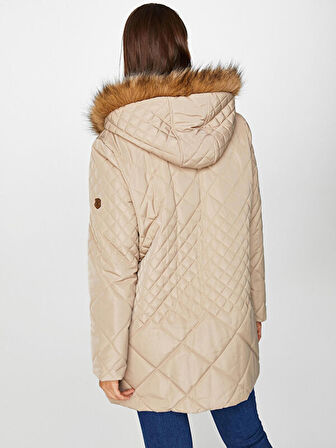 Kürk Kapüşonlu Kapitone Kaban 00041