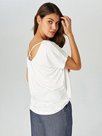 Yuvarlak Yaka Düşük Kollu T-Shirt 00003