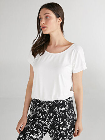 Yuvarlak Yaka Düşük Kollu T-Shirt 00003