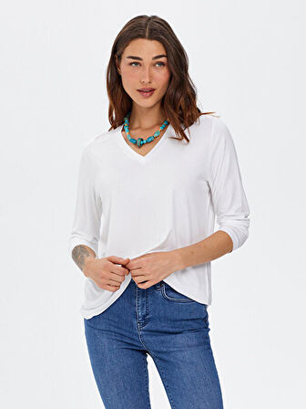 V Yaka Uzun Kol T-Shirt 00012