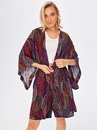 İri Yaprak Desen Kimono 67449