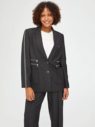 Fermuar Ve Trok Şerit Detaylı Ceket 67188