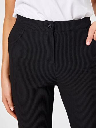 Kendinden Fitilli Straıght Fıt Örme Pantolon 68519