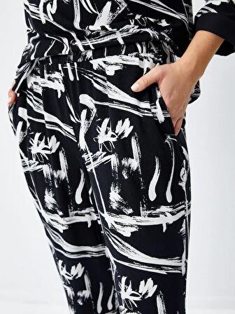 Monochrome Desen Comfort Fıt Örme Pantolon 68545