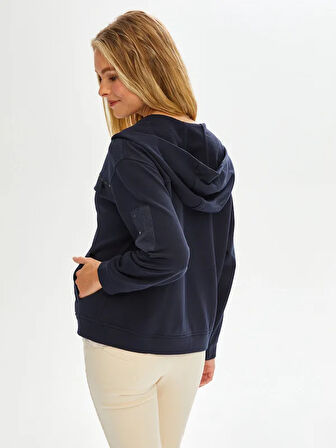 Trok Ve Çizgili Garnili Kapüşonlu Sweatshirt 68561