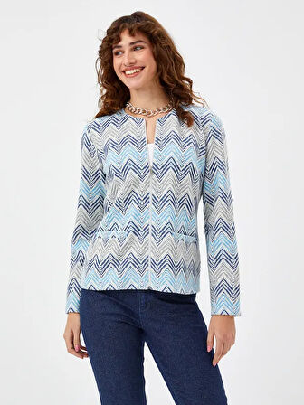 Zigzag Desen Örme Ceket 68232