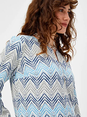 Zigzag Desen Örme Ceket 68232