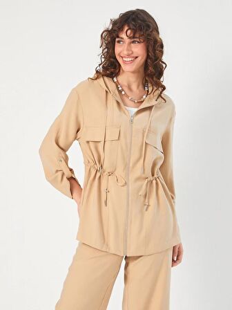 Beli Tünelli Kapişonlu Modallı Ceket 68256