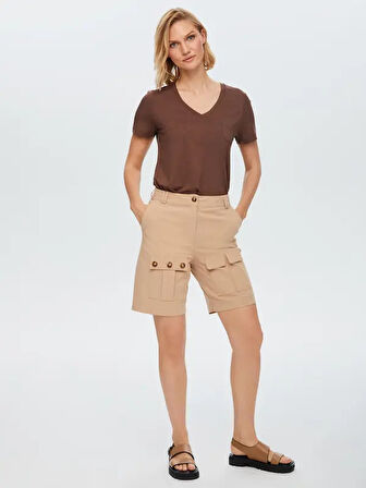Kargo Cep Detaylı Pamuklu Comfort Fit Şort 68574