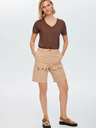 Kargo Cep Detaylı Pamuklu Comfort Fit Şort 68574