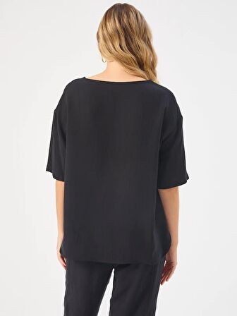 Önü Cep Detaylı Dokuma Bluz 68182