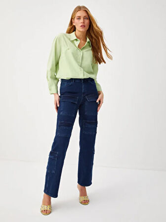 Çok Cepli Straight Fit Jean Pantolon 68462