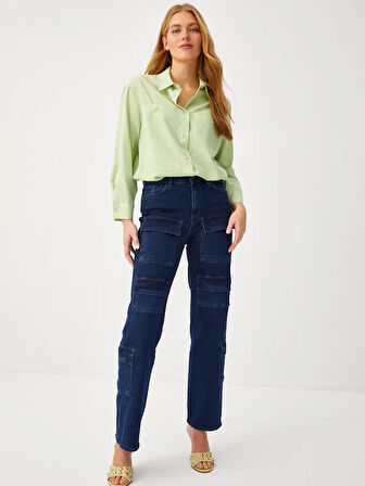 Çok Cepli Straight Fit Jean Pantolon 68462