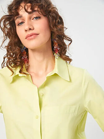 3/4 Kol Cepli Pamuk Poplin Gömlek 68398