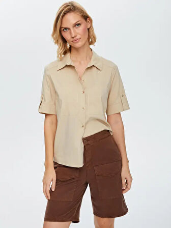 Kısa Kollu Stretch Poplin Gömlek 68358