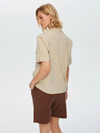 Kısa Kollu Stretch Poplin Gömlek 68358